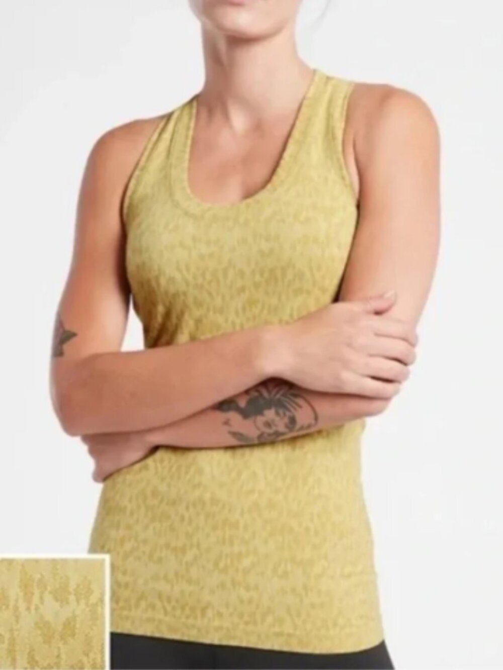 Athleta:  Momentum Allure Cheetah Print Seamless Tank, XS/S, Lemon-Lime